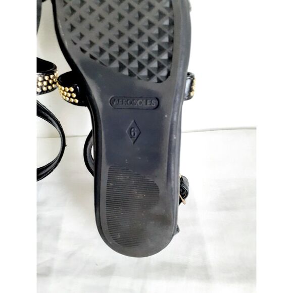 Aerosoles Black Gold Studded Womens Flat Sandal Size 6 - Picture 9 of 11